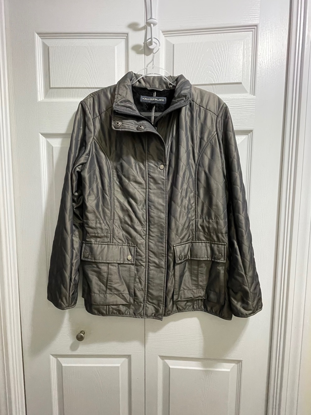 Kristen Blake Quilted Utility Puffer Jacket - Olive